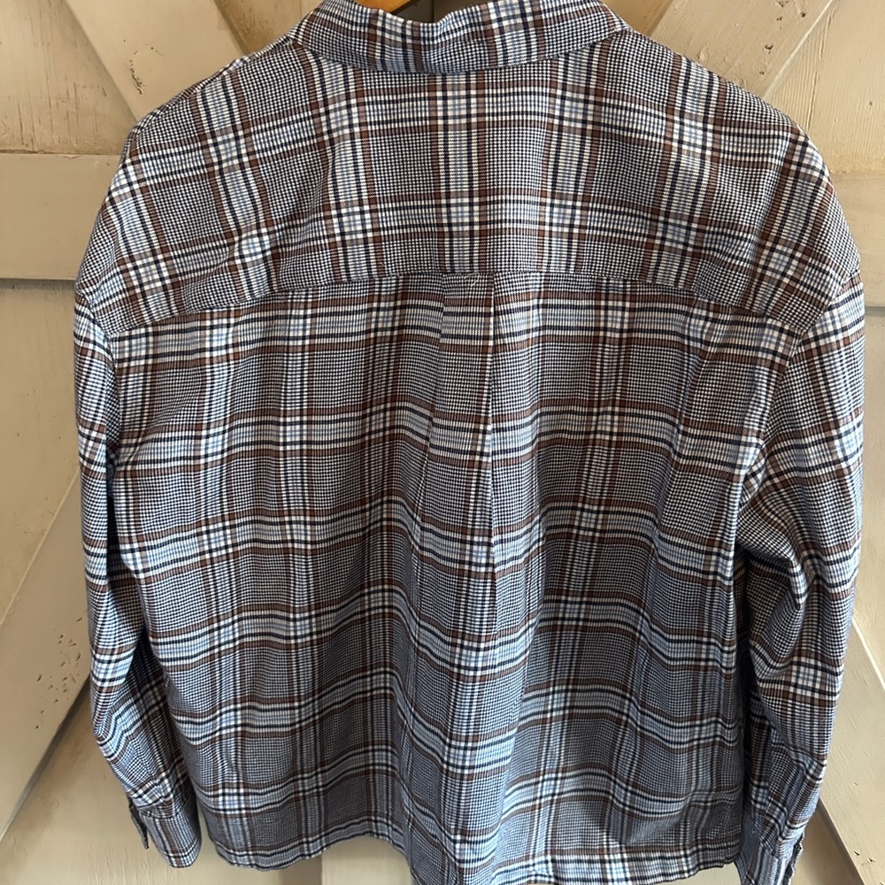 Madewell Plaid Button Front Shirt Women’s Medium Brown Blue Long Sleeve Cotton - Picture 5 of 7